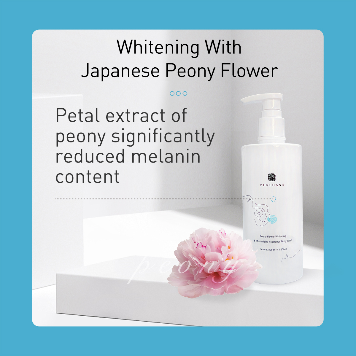 PURE HANA Peony Flower Whitening, Refreshing, Moisturizing BODY WASH