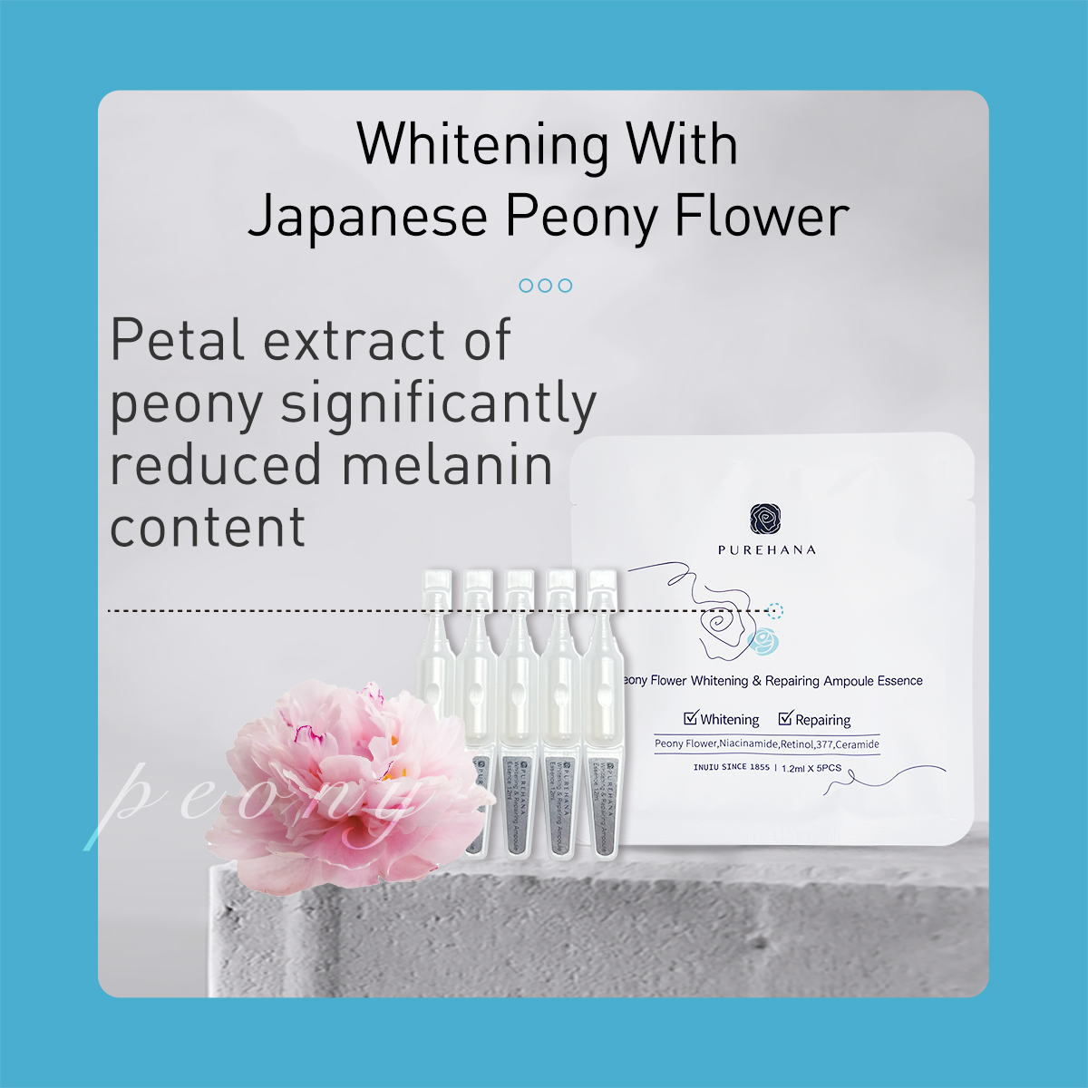PURE HANA Peony flower whitening repair ampoule essence