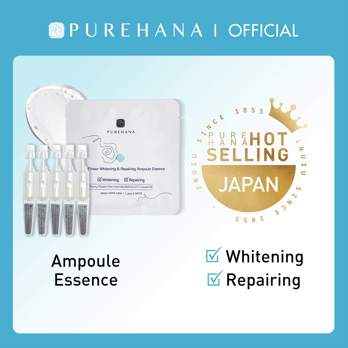 PURE HANA Peony flower whitening repair ampoule essence